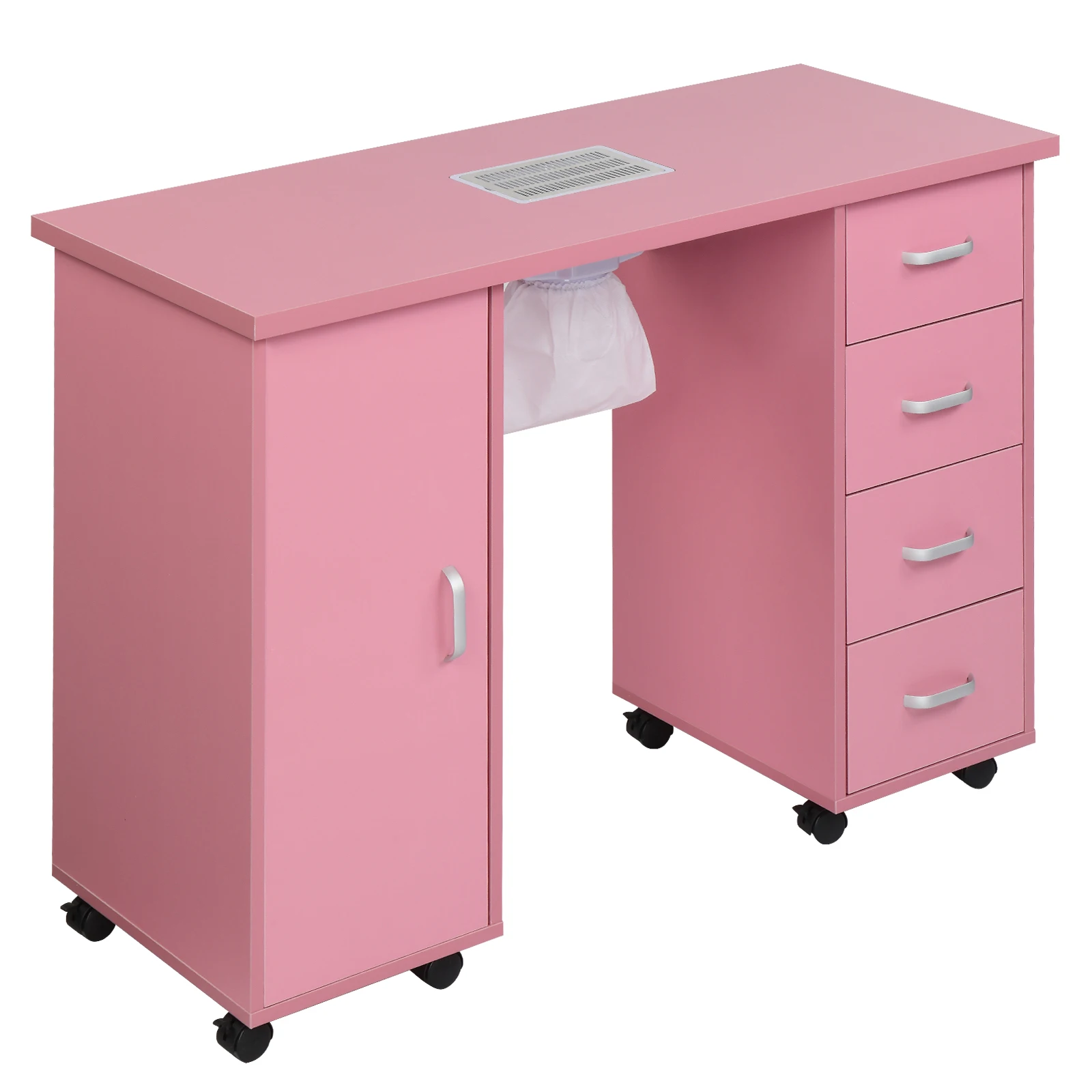 Multi Functional Nail Salon Workstation Nail Salon Technology Workstation With Motorized Vents And Lockable Rollers