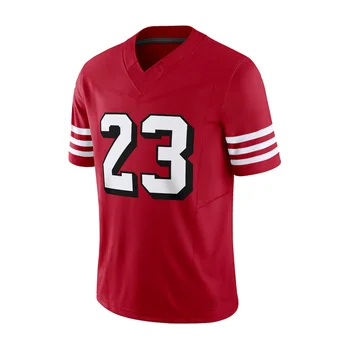 성인 시스코 아메리칸 축구 저지, 럭비 저지, 운동복 트레이닝 저지 티셔츠, 49ers McCaffrey 23 #, 24-25 여름 