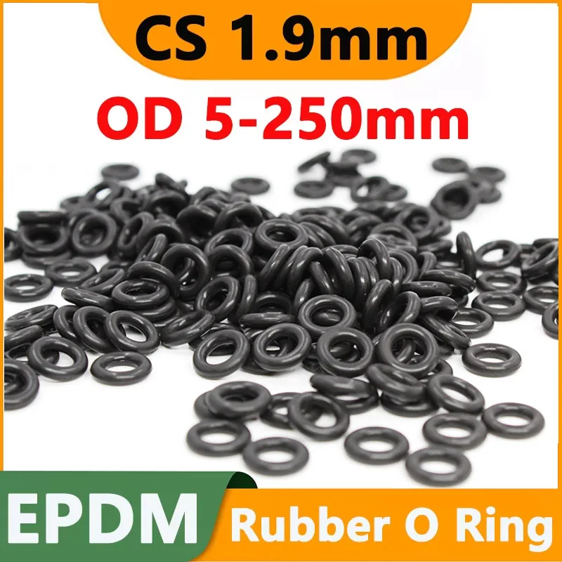 CS 1.9mm EPDM Rubber O Ring OD 5mm to 250mm Acid Alkali Water and Friction Resistance O-Ring Seals Sealing Washer Gasket