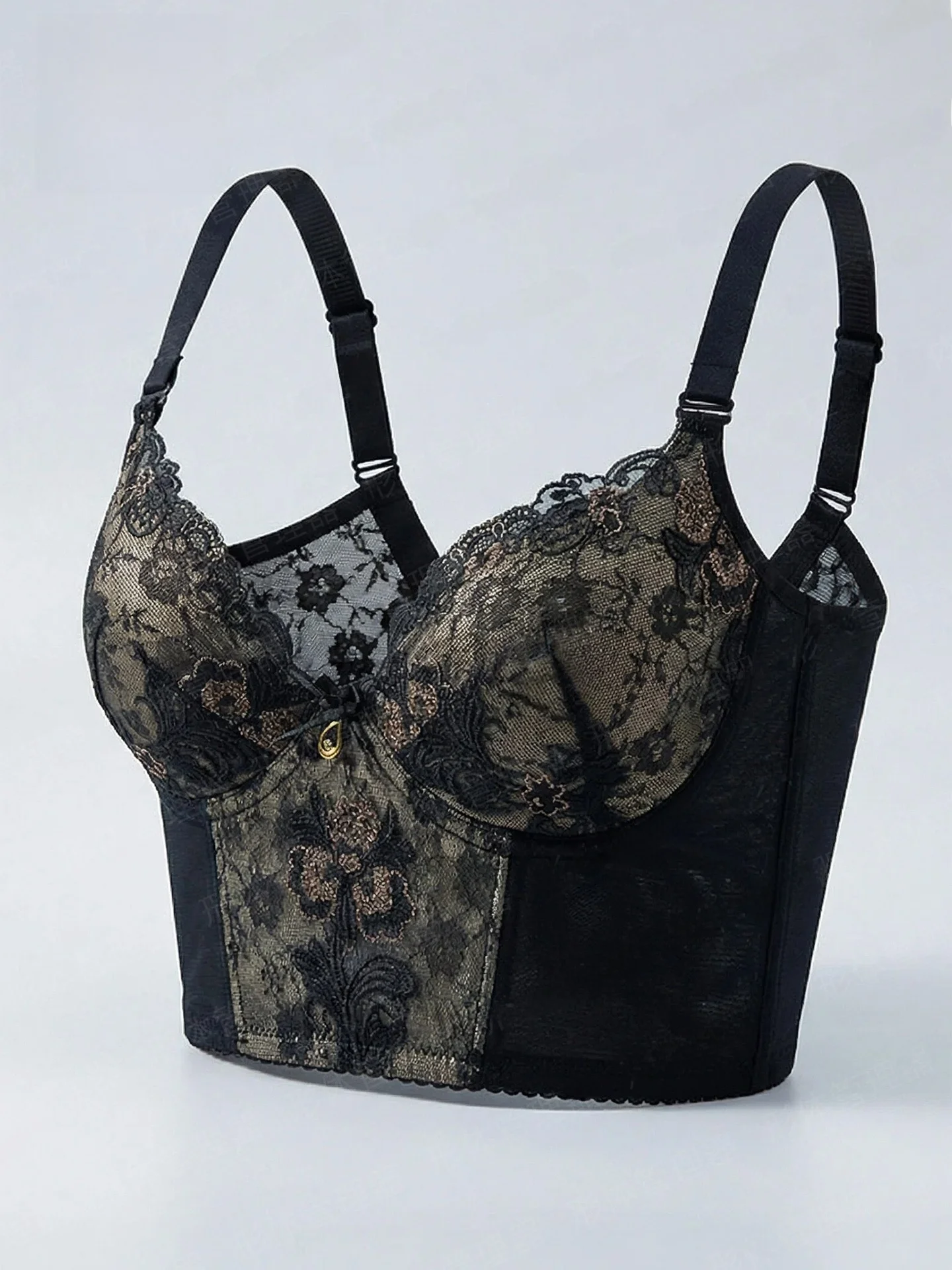 beauty-salon-body-shaper-underwear-adjustment-type-bra-women's-gathered-side-breast-reduction-bra-classic-black-home-clothes