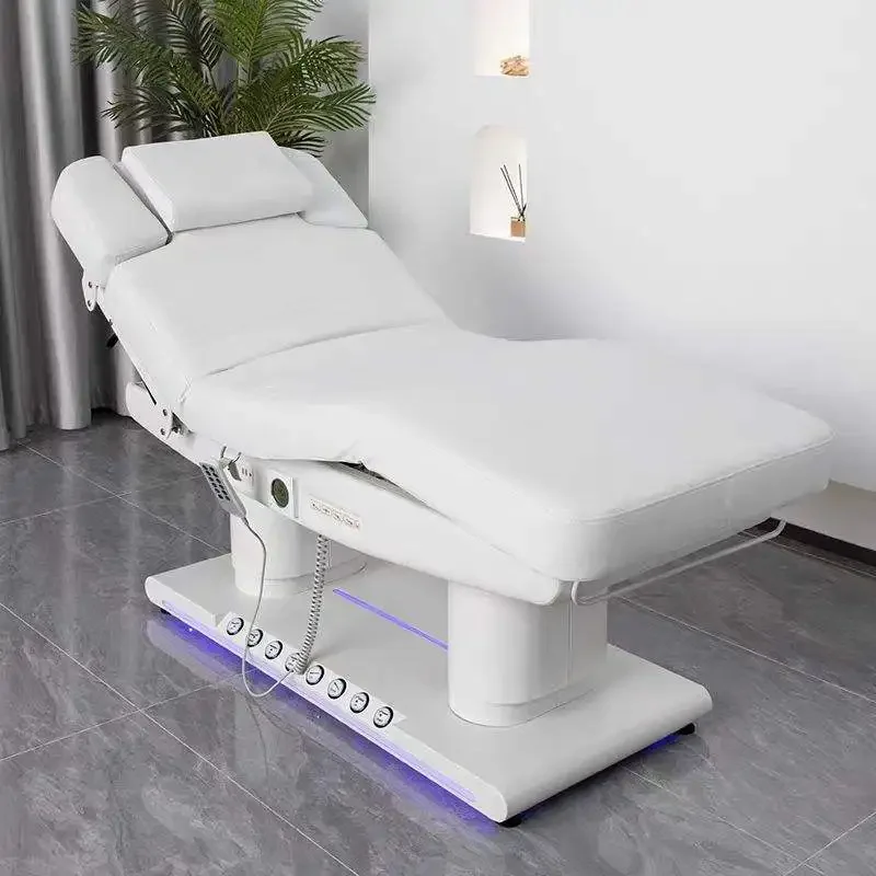 2026 Modern Full White Beauty Salon Furniture Foot Control Facial Eyelash Bed Luxury 4 Motors Reclining Electric Massage Table B