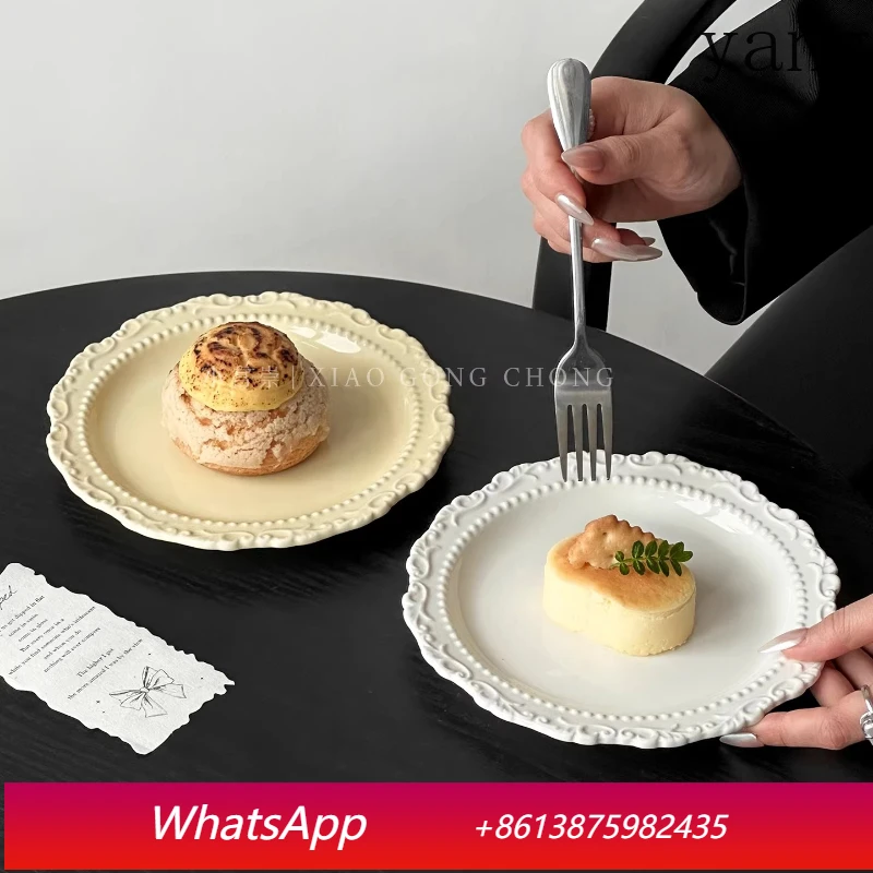 

LMM retro cake plate ceramic dessert plate high-end household tableware