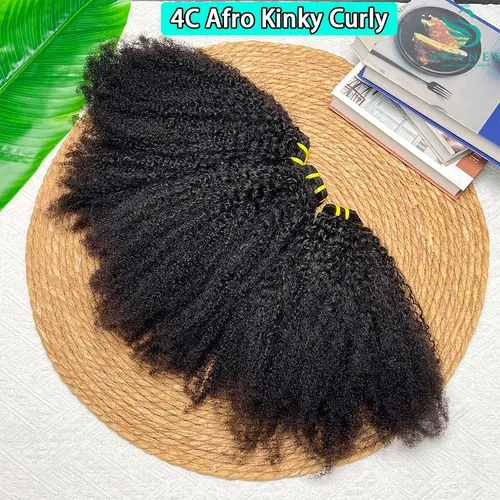 Mechones Afro rizados 4C, extensiones de cabello humano Afro rizado, oferta de extensiones de cabello de 10-30 pulgadas, tejido de cabello humano rizado para mujeres
