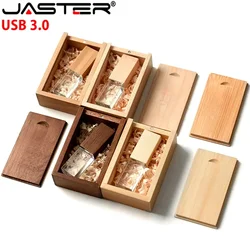 Crystal Wooden Box USB 3.0 Flash Drive 4GB 8GB 16GB 32GB 64GB 128GB Photography Gifts Wood Lid Pen Drives Memory Stick U Disk