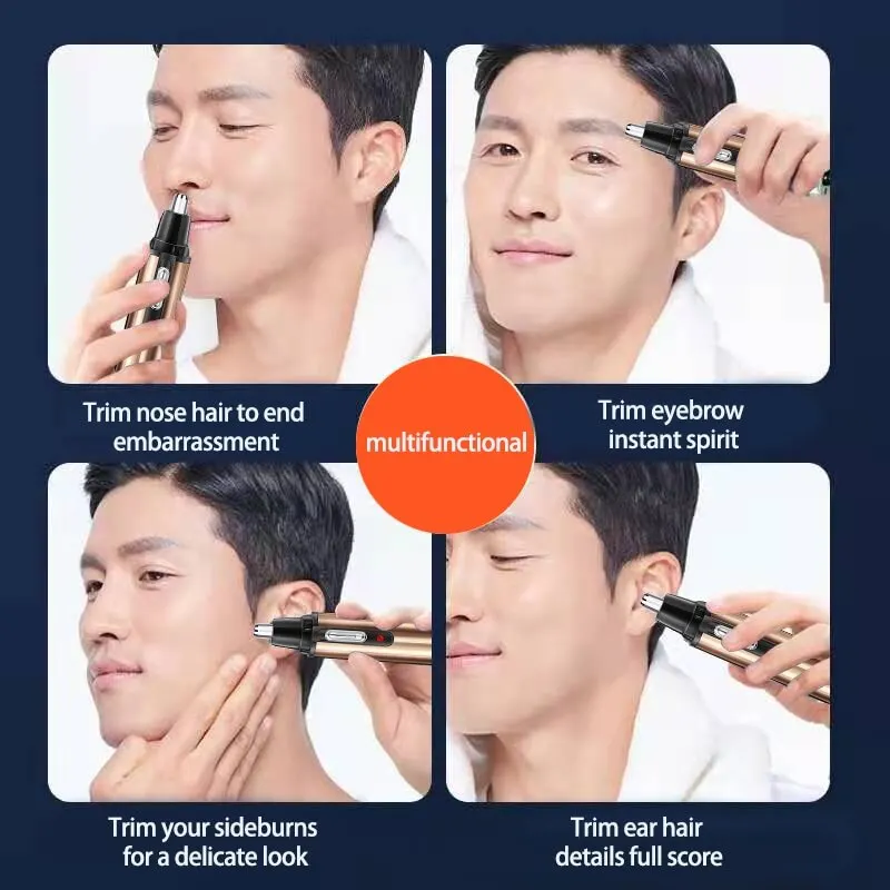 Elektrische Wenkbrauw Neus Haar Trimmer Scheermachine Hot Selling Gold Battery Model