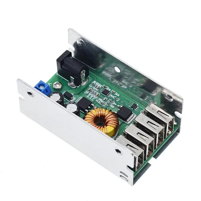 DC-DC 9V 12V 24V 36V Naar 5V Step Down Board 5A 4 Usb Output Buck converter Voeding Module Met Aluminium Shell Voor Telefoons