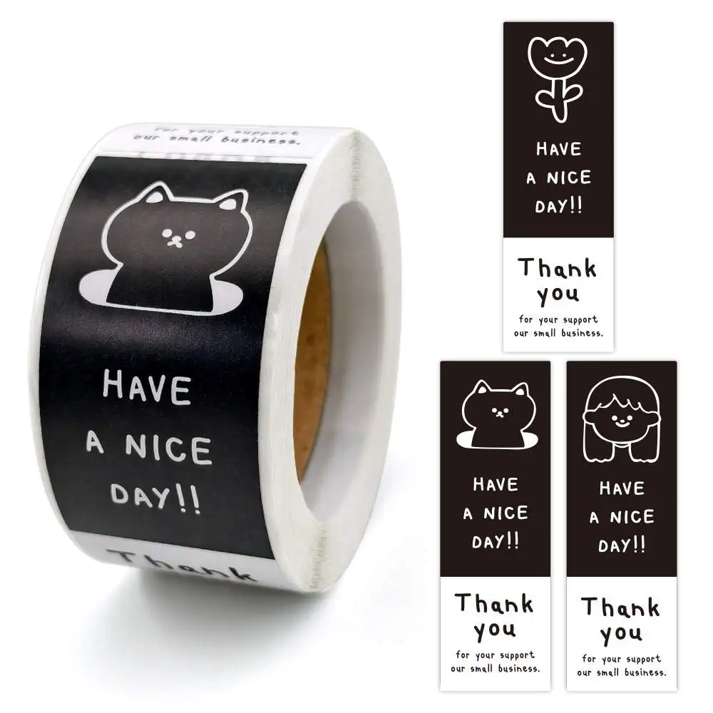 150pcs/roll Box Seal Stickers Rectangle Gift Package Labels Thank You For Your Order Stickers for Baking Decor Gift Bags Packagi
