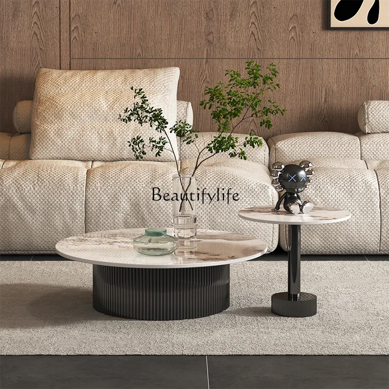

LXRock slab creative coffee table light luxury stone modern simple household small apartment minimalist Italian side tableSSS