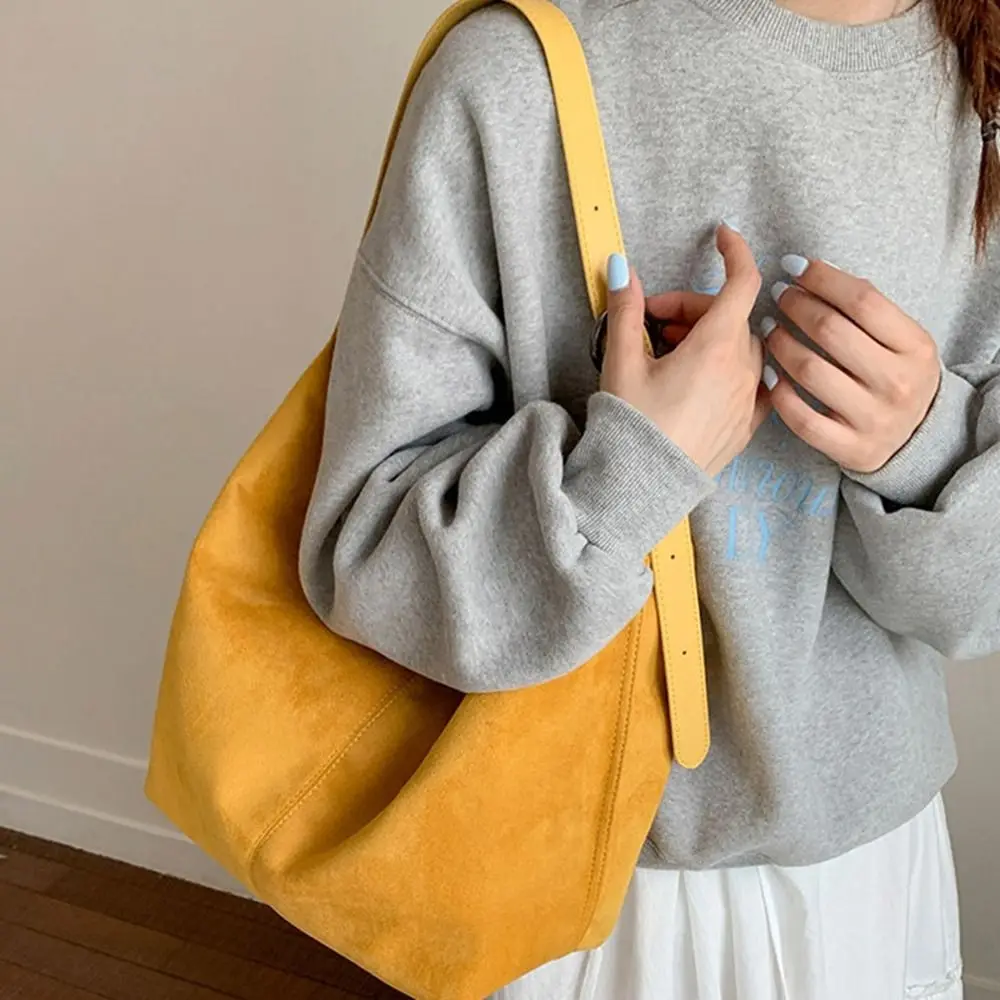 

Zipper Suede Matte Hobo Bag Large Capacity Handbag Vintage Crossbody Bag Korean Style Solid Color Female Tote Bag Students