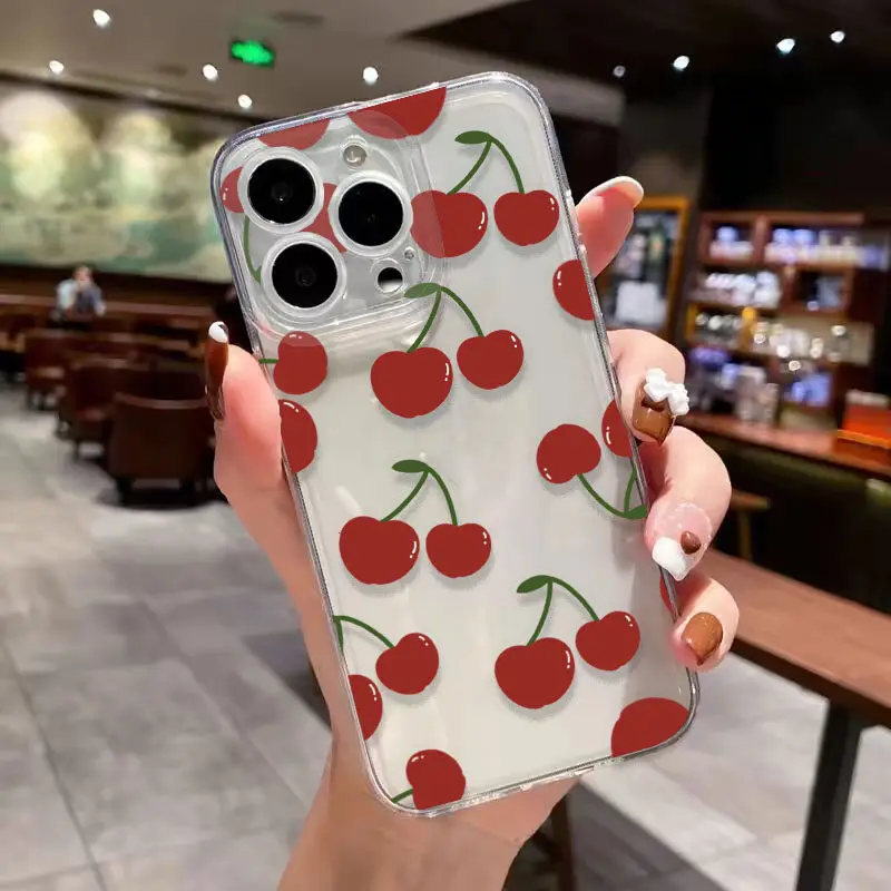 Case For Samsung Galaxy S25 S24 Ultra S23 S22 S21 S20 Plus S24FE FE A55 A56 A36 A26 A54 A52 A24 A7 2018 cover Cherry Fruit Soft