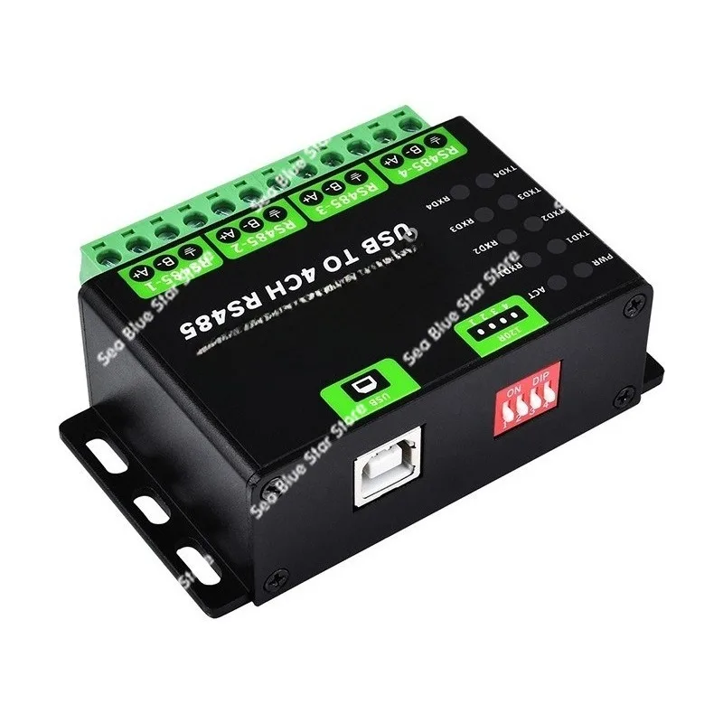 Industrial-grade rail-type universal serial port module USB to 4-way RS485 converter, multi-system compatibility