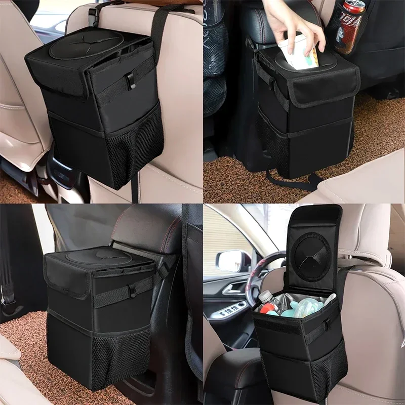 

Car Interior Storage Case Trash Bin Multifunctional Auto Storage Tool Box Hanging Pocket For Stowing Portable Foldable