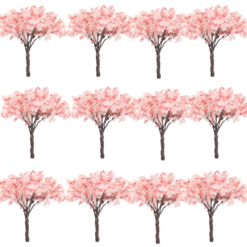 Miniature Cherry Flower Tree Model Height 65mm Plant Diorama Kits Diy Sand Table/HO Railway Scene Layout Accessories 5Pcs/10Pcs