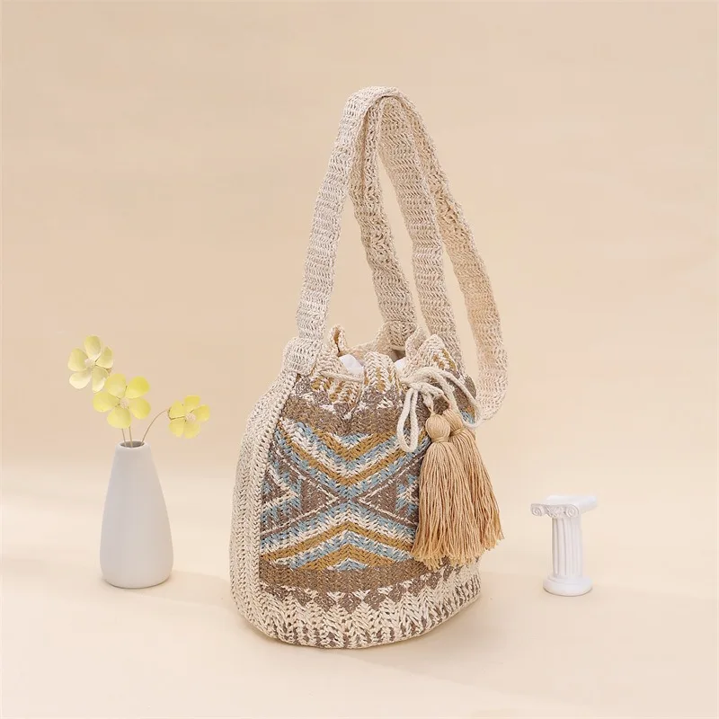 

Crossbody bucket bag bohemian ethnic canvas bag women's print new canvas commuter bag