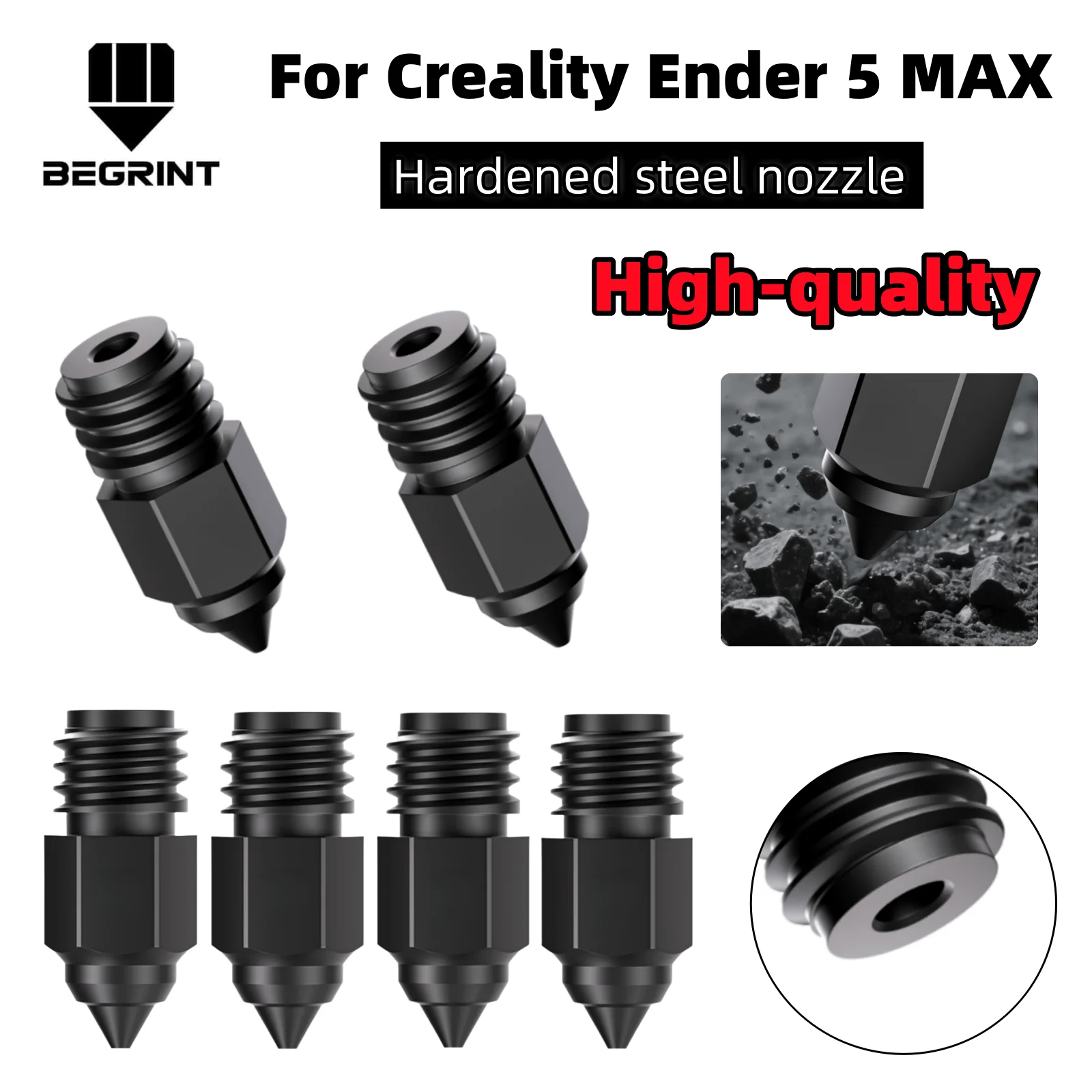 

For Creality Ender 5 Max Hotend Nozzle Hardened Steel Nozzle 0.4/0.6/0.8mm High Speed Print for 3d printer Replacement Parts