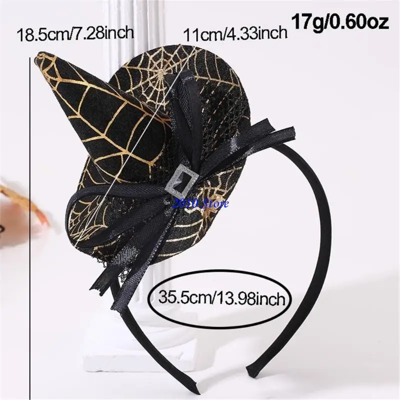 F3MF кружевная шляпа ведьмы, повязка для волос, аксессуар для укладки, обруч для волос для наряда на Хэллоуин