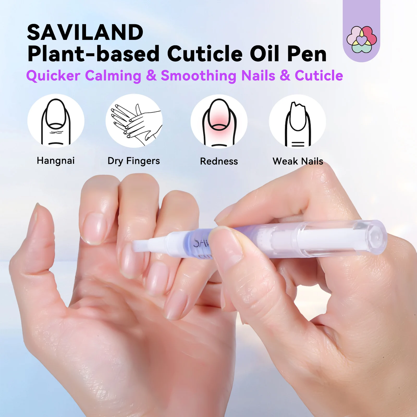 6 قطع من أقلام زيت البشرة القائمة على نباتية من سافيلاند مع فيتامين الألوة E لإصلاح جفاف الأحمرار وتقشير وتقوية الأظافر