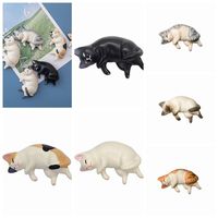 Cute Sleep Cat Fridge Magnets Cartoon Handicraft Resin Lazy Cat Miniatures Sleep Cat Simulation Cupboard