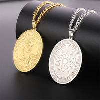 EUEAVAN Greek Mythology The Sun God Apollo Pendant Necklace Stainless Steel Double-sided Sun Totem Necklaces Amulet Jewelry Gift
