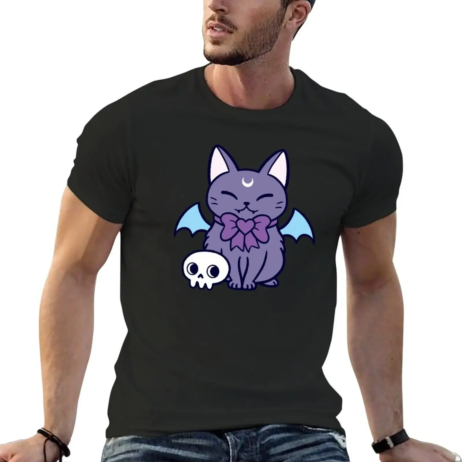 Black Bat Kitten 02 | Nikury T-Shirt customs design your own cute tops Blouse summer tops mens clothing