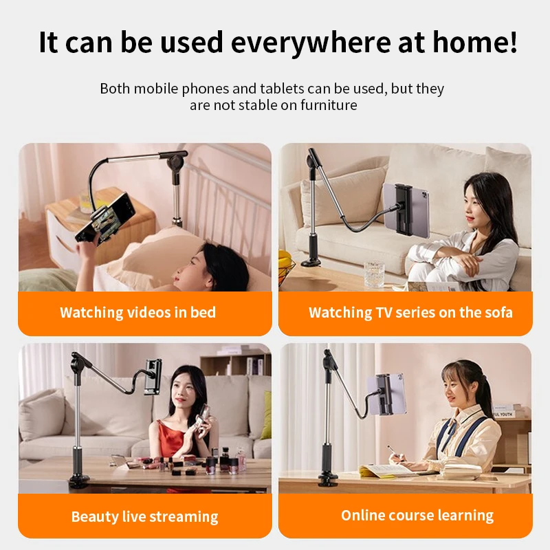 360 Degree Rotating Aluminum Tablet PC Stands Adjustable Compact Design Desktop  Tablet Holder Arm for Desk