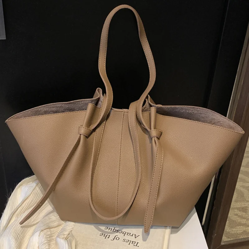 

Новая летняя большая вместительная сумка-тоут, модная модная однотонная сумка с узором личи, простая текстура, сумка на одно плечо, подмышки, сумка