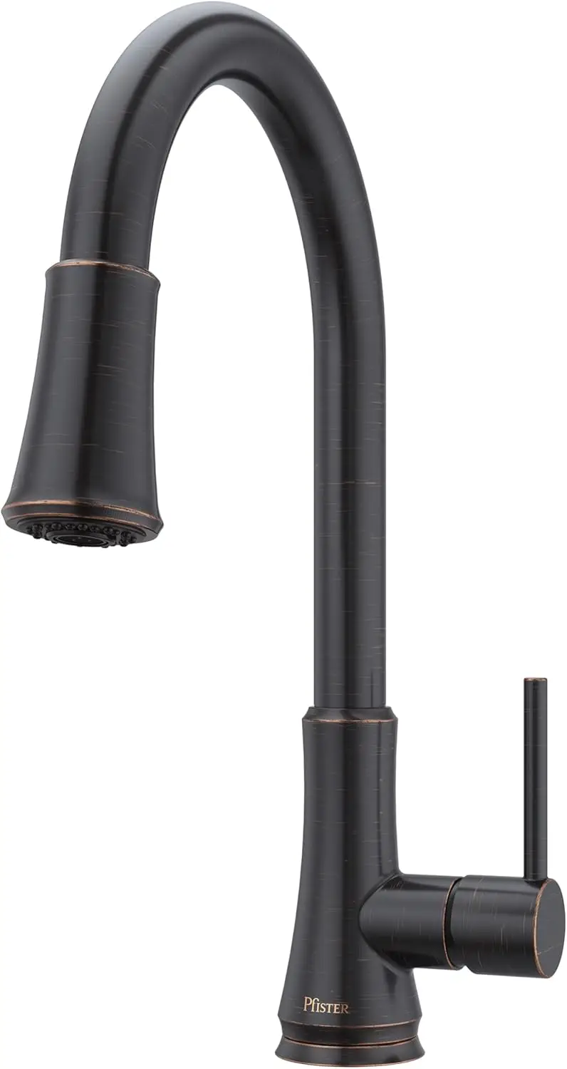 

Смеситель для кухни серии Pfirst с выдвижным распылителем, одной ручкой, высокой дугой, отделка тосканской бронзы, G529PF2Y