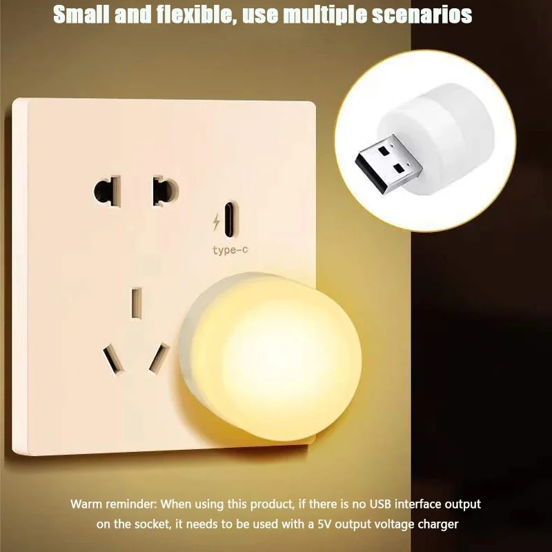 8pcs USB LED Plug Lamp 1W Super Bright Eye Protection USB Book Light Computer Mobile Power Charging USB LED Night Light