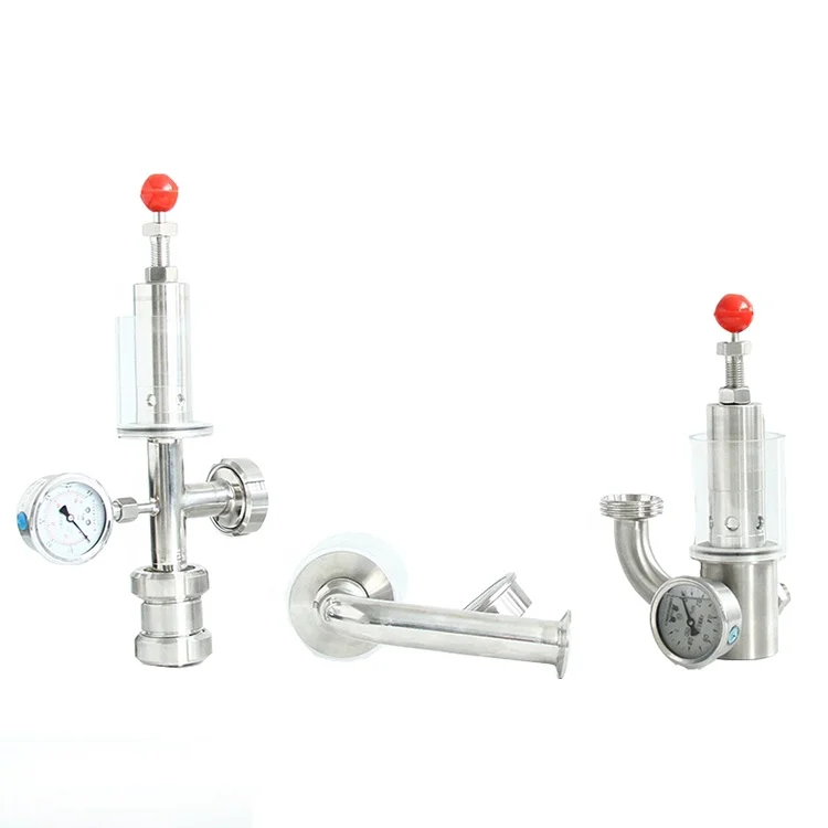 Sanitary food grade tri clamp pressure overflow bunging device exhaust air vent safety relief valve