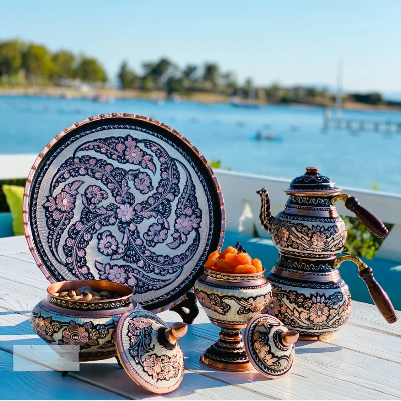 

Handmade Bronze Carving Black and White Elegant Series Tea Plate, Size Sugar Cans, Special Craft Decoration