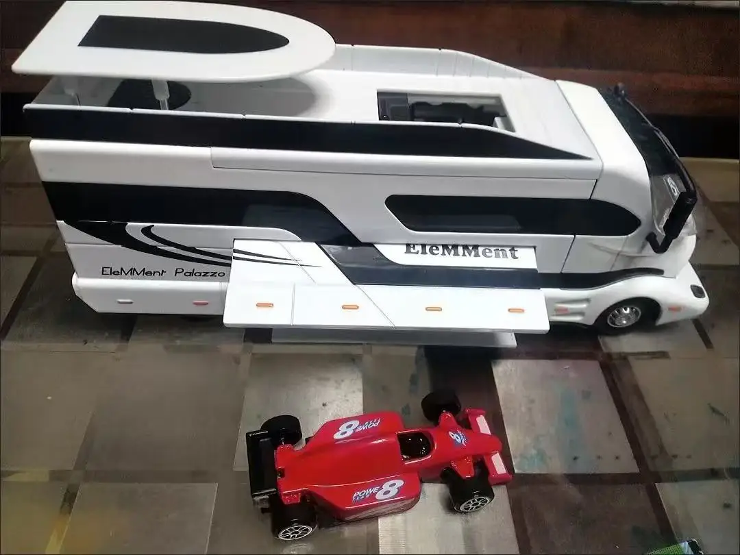 

2 in 1 Light and Music Alloy Luxury RV+Super Car Model Bus Truck Racing Sportscar House Car Toy Kids Child Boy Gift