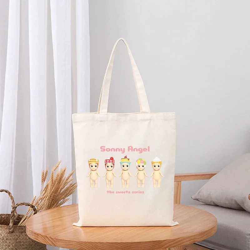 

2024 Cute Sonny Angel Canvas Women's Shoulder Bags New Ins Ladies Cartoon Handbag Shopping Bag Kawaii Girls Casual Shoulder Bags