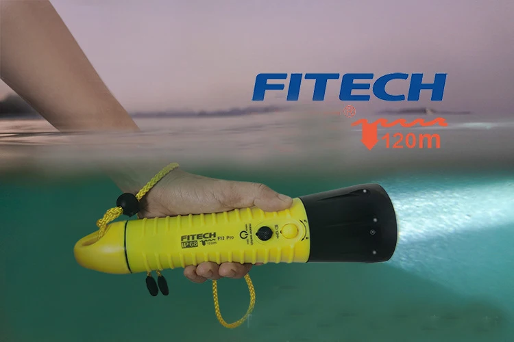 Original FITECH F12 PRO Professional Scuba Diving Light 1000 Lumens USB Type C Charging  Rechargeable Flashlight LED Torch