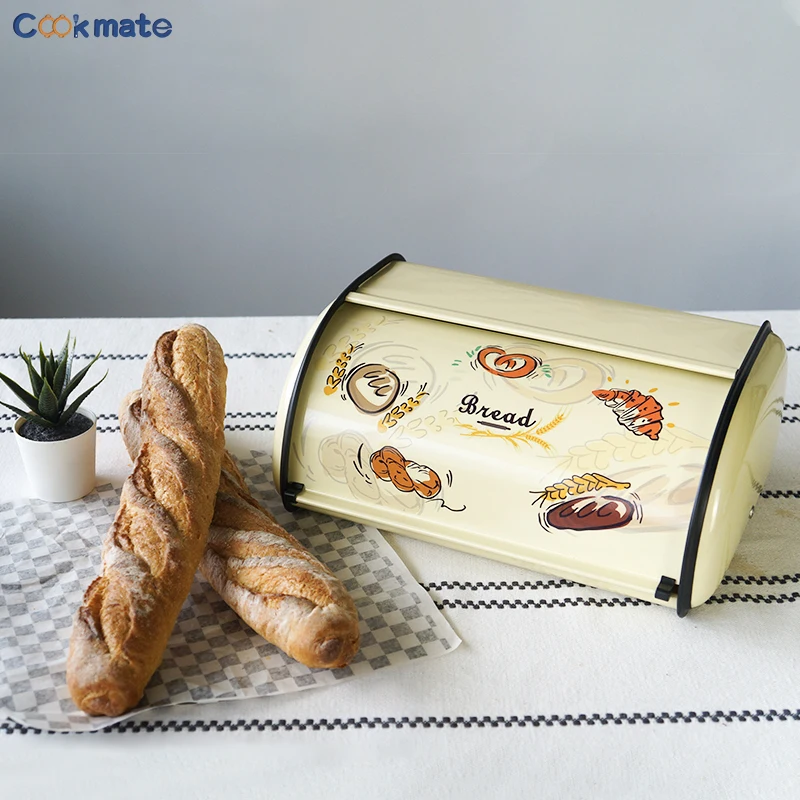 

Folding type bread storage household baking Dim sum sorting box kitchen moisture-proof dust-proof toast storage box retro style bread storage box