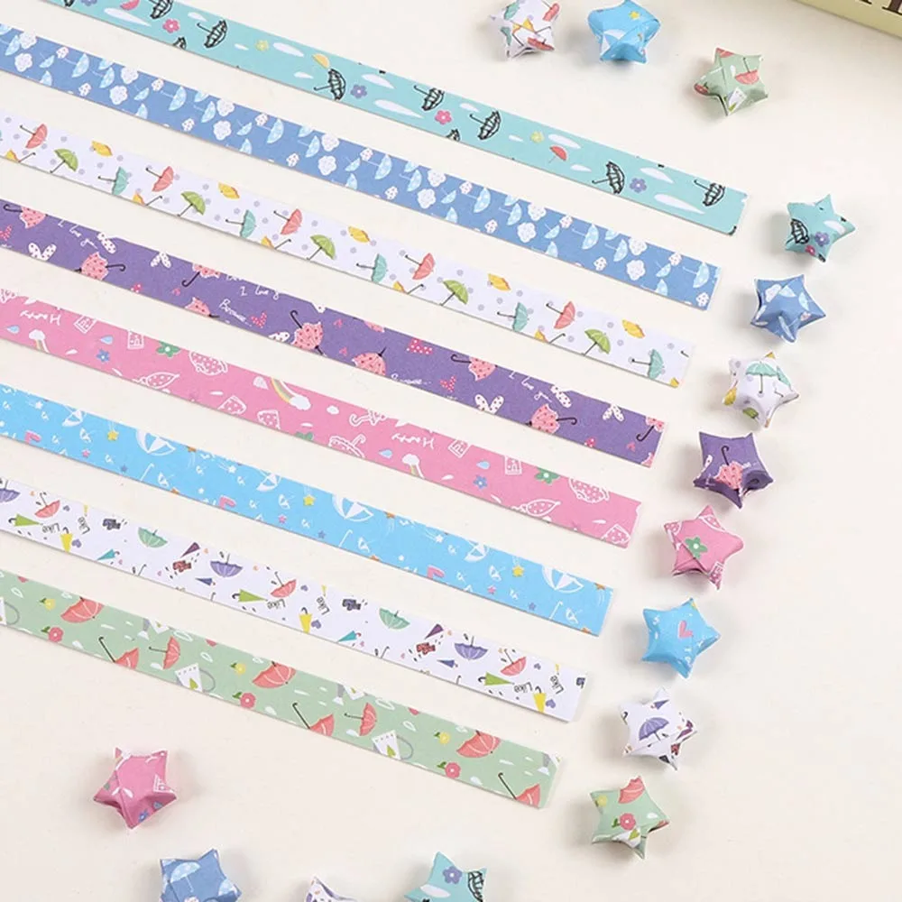 520 hojas DIY estrella colorida Origami papel arte artesanía dibujos animados estrella de la suerte Origami Scrapbooking estrella plegable regalo para niños