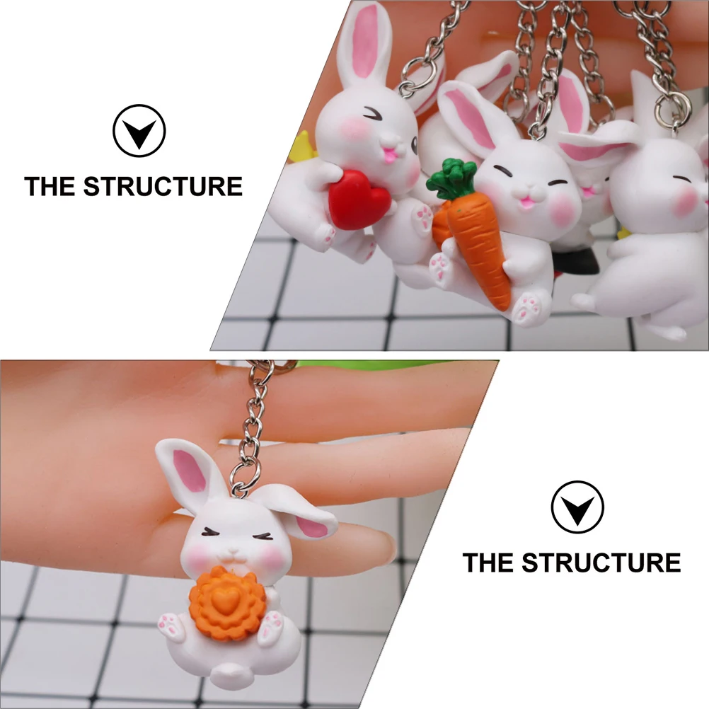 

6Pcs Bunny Key Chains Adorable Rabbit Pendants Portable Multipurpose Bag Pendants Easter Party Favors Chic Backpack Accessories