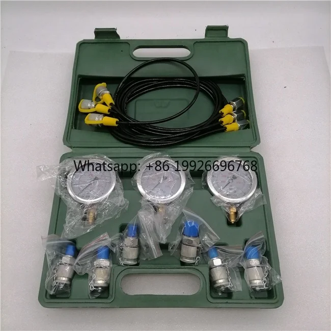 

All Construction Machinery Parts Hydraulic Pressure Gauge Set 3 Gauges 3 Pipes 6 Connectors Diagnostic Tool