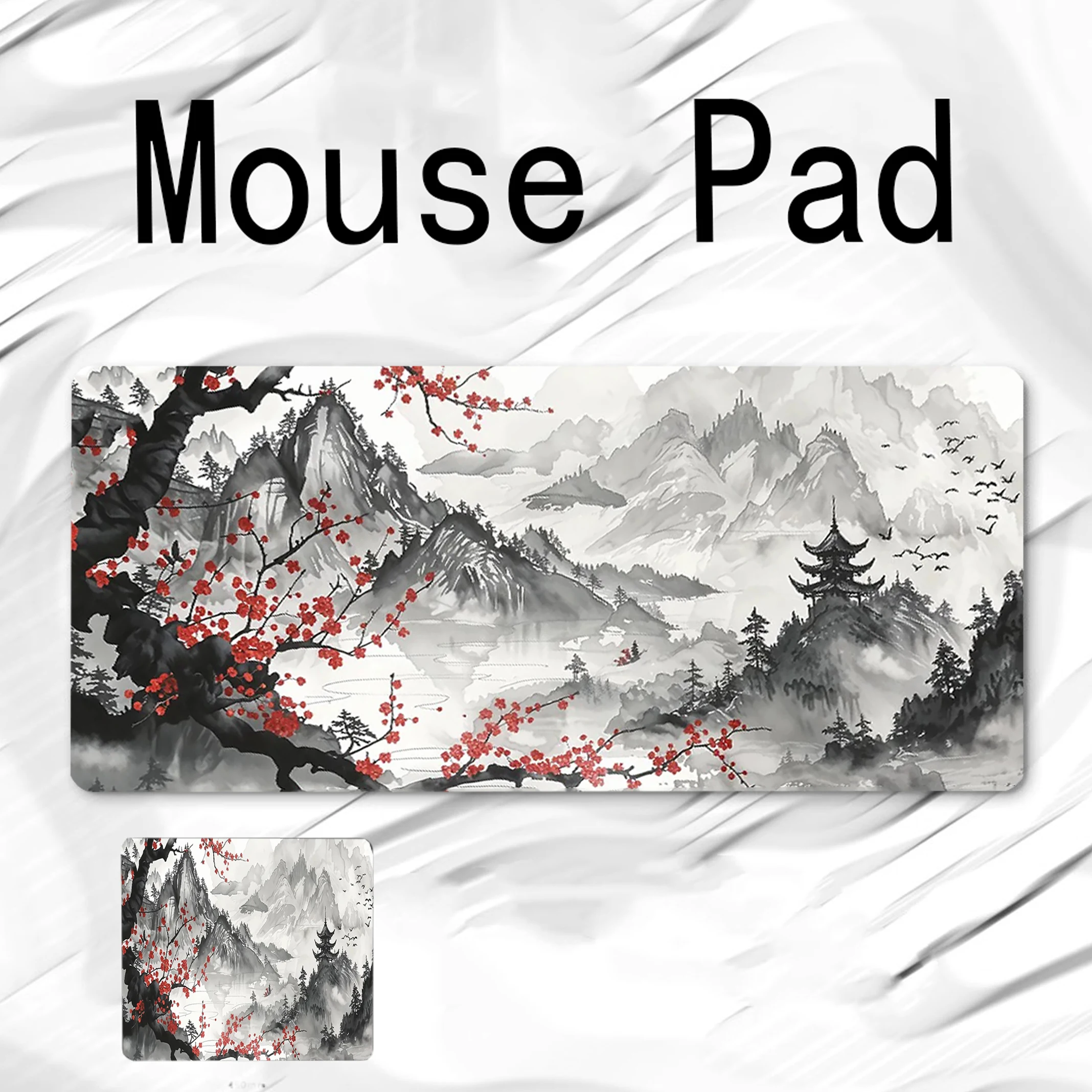

Large Gaming Mouse Pad Gamer Big Mouse Mat Computer Locking Edge MousePad 90x40cm Keyboard Desk Landscape Ink Painting Mice Pad