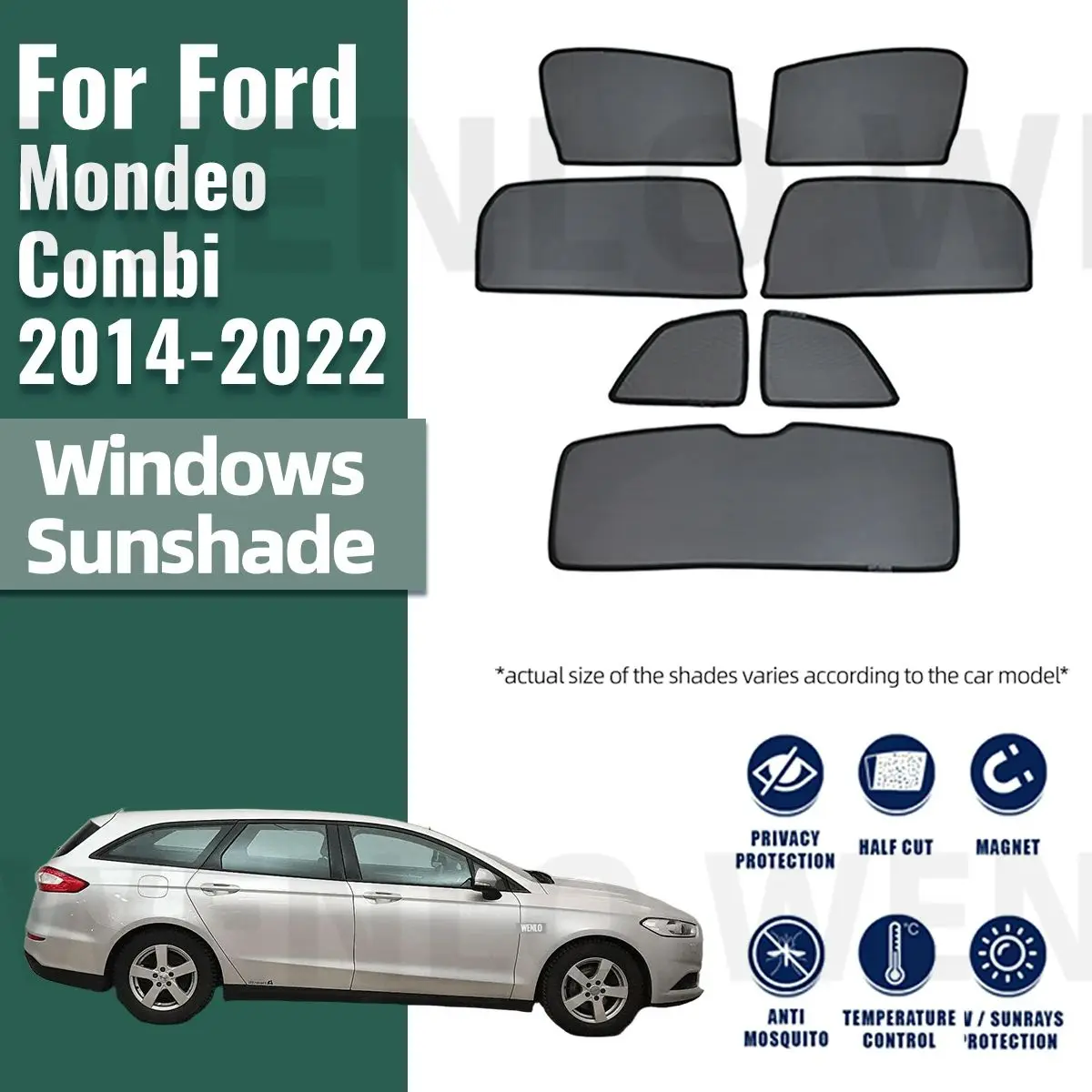 

For Ford Mondeo Combi 2014-2020 2021 2022 Magnetic Car Sunshade Visor Front Rear Windshield Frame Curtain Side Window Sun Shade