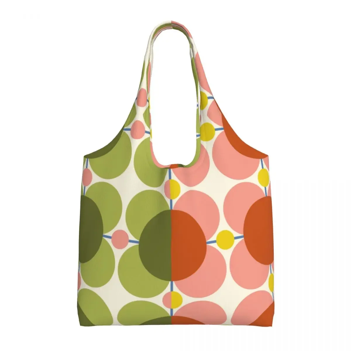 Custom Atomic Flower Bubblegum Basil Orla Kiely Shopping Bag Women Shoulder Canvas Tote Bag Washable Grocery Shopper Bags Gifts