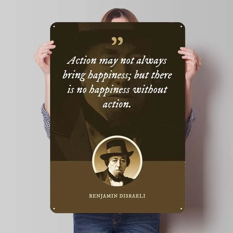 Benjamin Disraeli Sign Celebrities Poster Decor for Room Decoration Retro Metal Tin Sign Plaque for Wall Decoration Art Mural