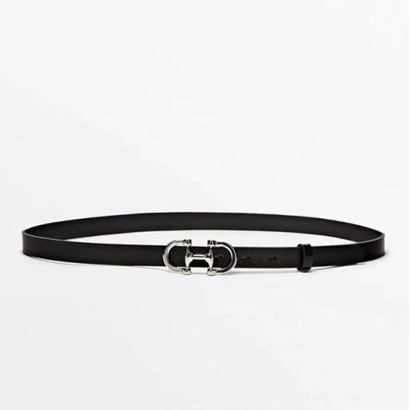 Genuine leather Thin Belt Women's Fashion Casual Accessories Luxury Design Girdle Korean Corset Adjustable Metal Buckle