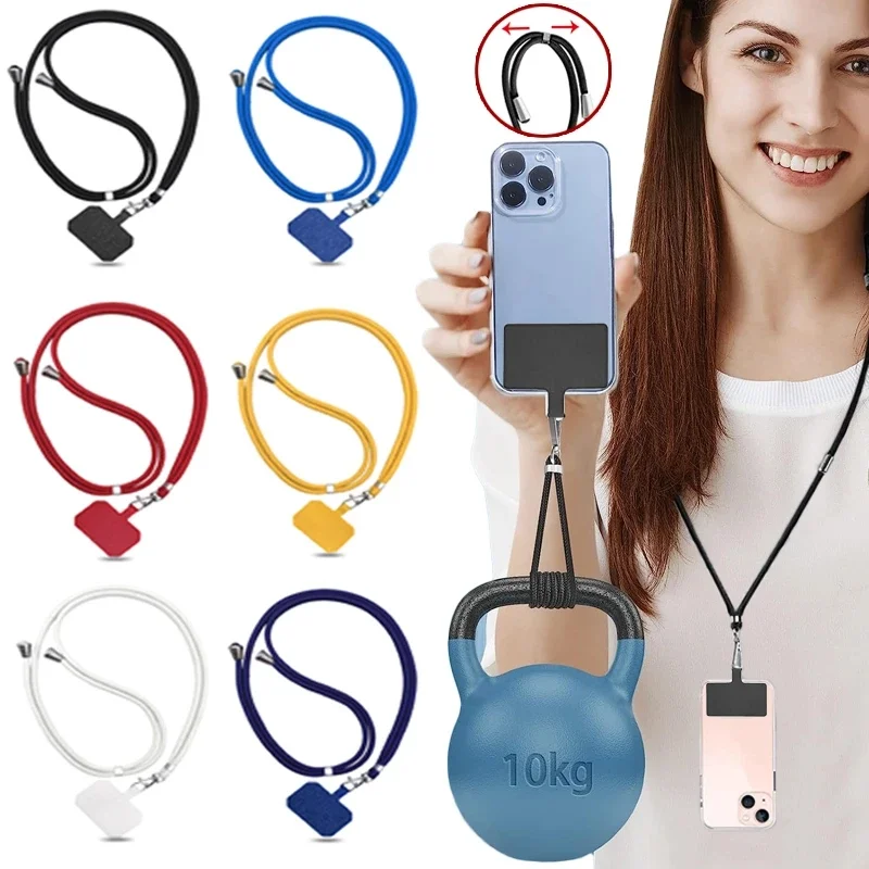 Crossbody Lanyard with Adjustable Nylon Neck Strap Universal Anti-drop Phone Lanyard Neck Rope with Patch for iPhone Samsung