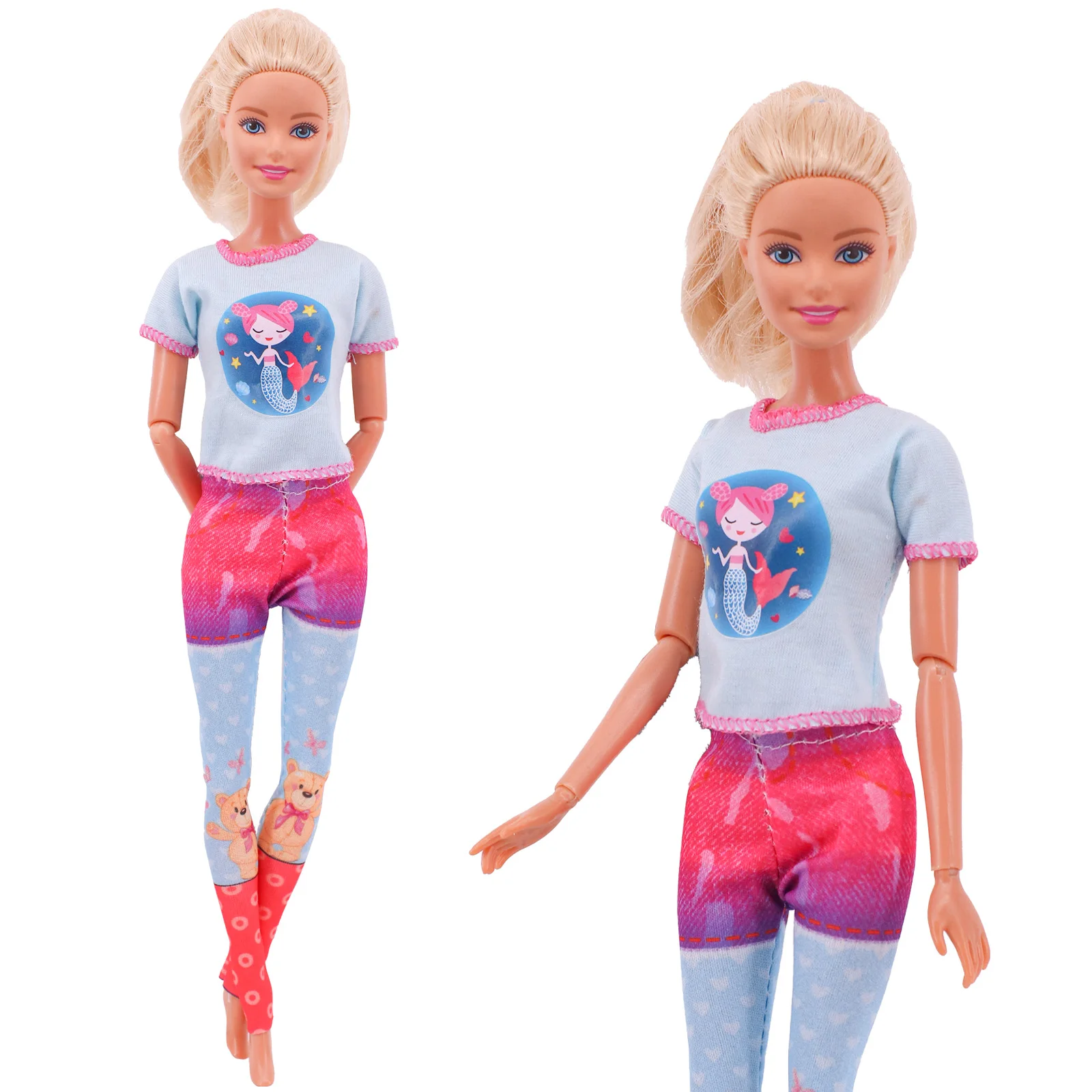 Tenue multicolore pour Barbie Butter, robe à pois ondulés, jupe à grille en denim, vêtements décontractés, accessoires de mode, chemise, 1 ensemble,