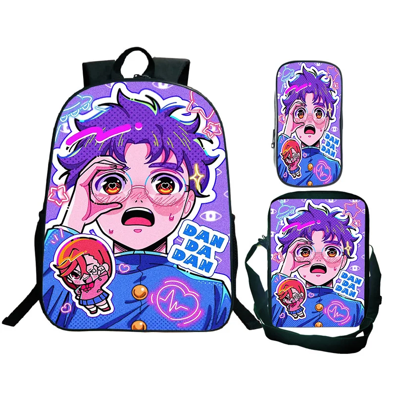 DAN DA DAN أنيمي نمط الحقائب المدرسية في سن المراهقة موضة حقيبة الظهر حقيبة كروسبودي القلم حالة 3 قطعة Dandadan طالب حقائب الكمبيوتر المحمول عادية