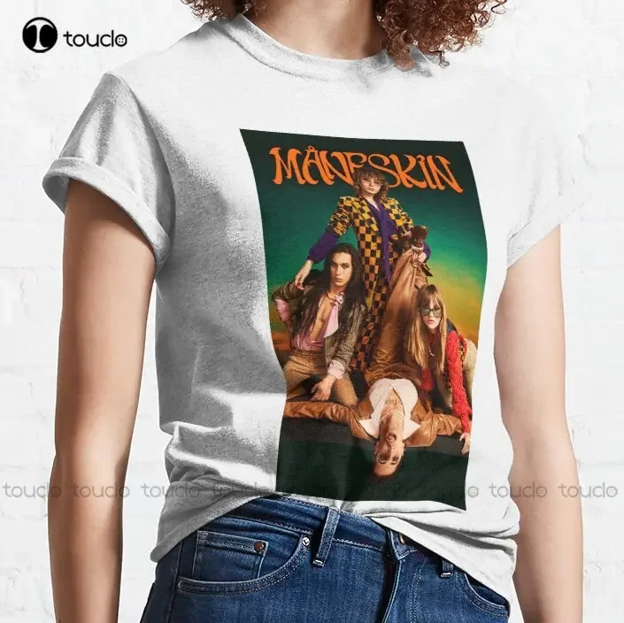 Måneskin Rock Band Maneskin Classic T-Shirt College T Shirts Custom Aldult Teen Unisex Digital Printing Tee Shirts Pure Cotton