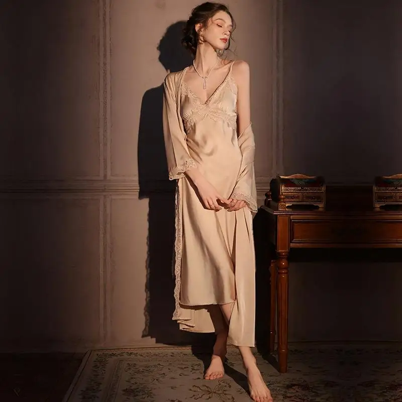 

Women's Extended Summer Nightgown Ice Silk Spwear Long Sve Long Dr Comfortable Home Clothes by &OTHER STORIES