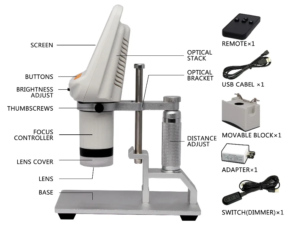 4.3'' Digital Microscope for Phone USB Soldering Tool BGA SMT Jewelry Appraisal Kids Learning Tool with Biologic Use