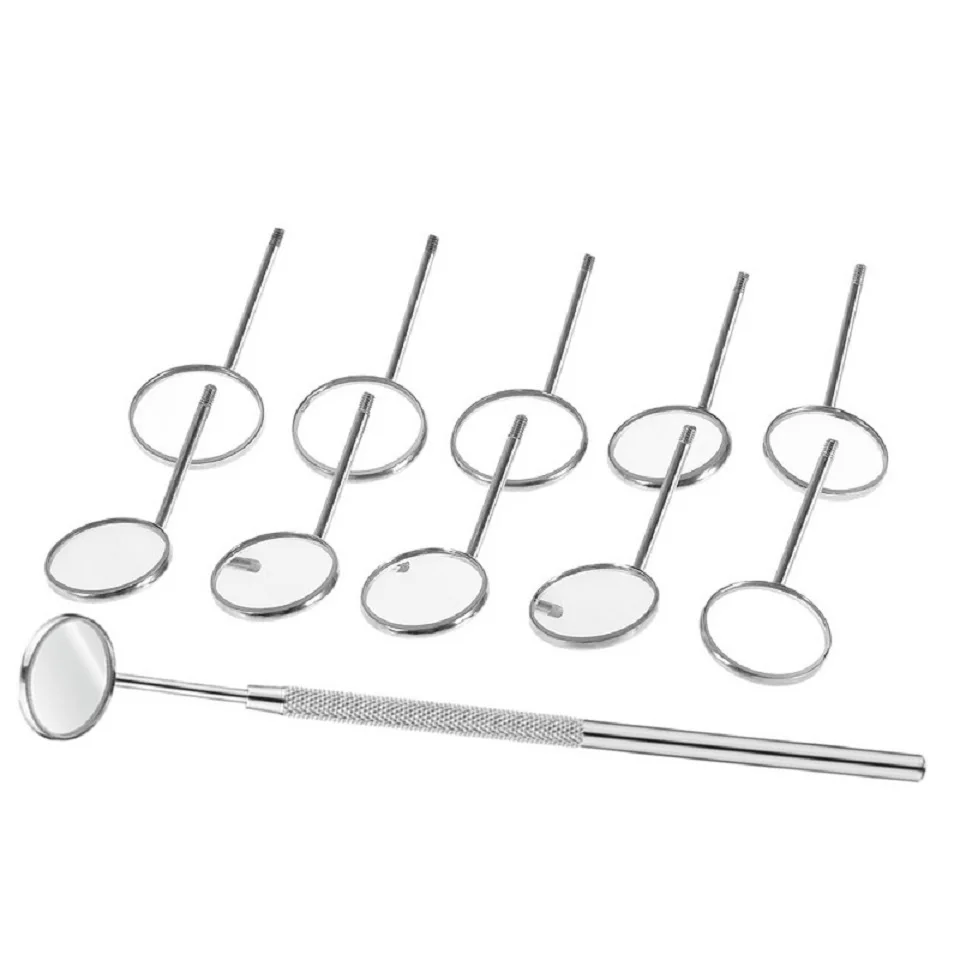 10pcs #4 #5 Dental Mouth Mirror Head Anti Fog Front Surface Odontoscope Dentist Mirror Stainless Steel Oral Care Teeth Exam Tool