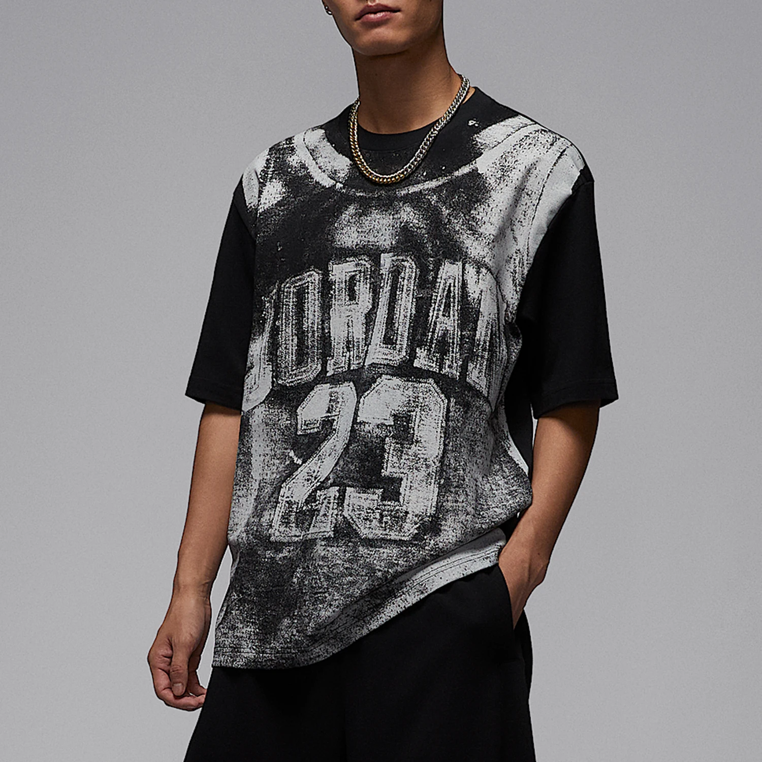 Nike genuine JORDAN men's printed lapel fashion college style short sleeved shirt HQ8931-010
